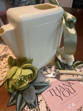 Garden Set Watering Can & Shears Gloves 🧤 Sage Ribbon Final Sale